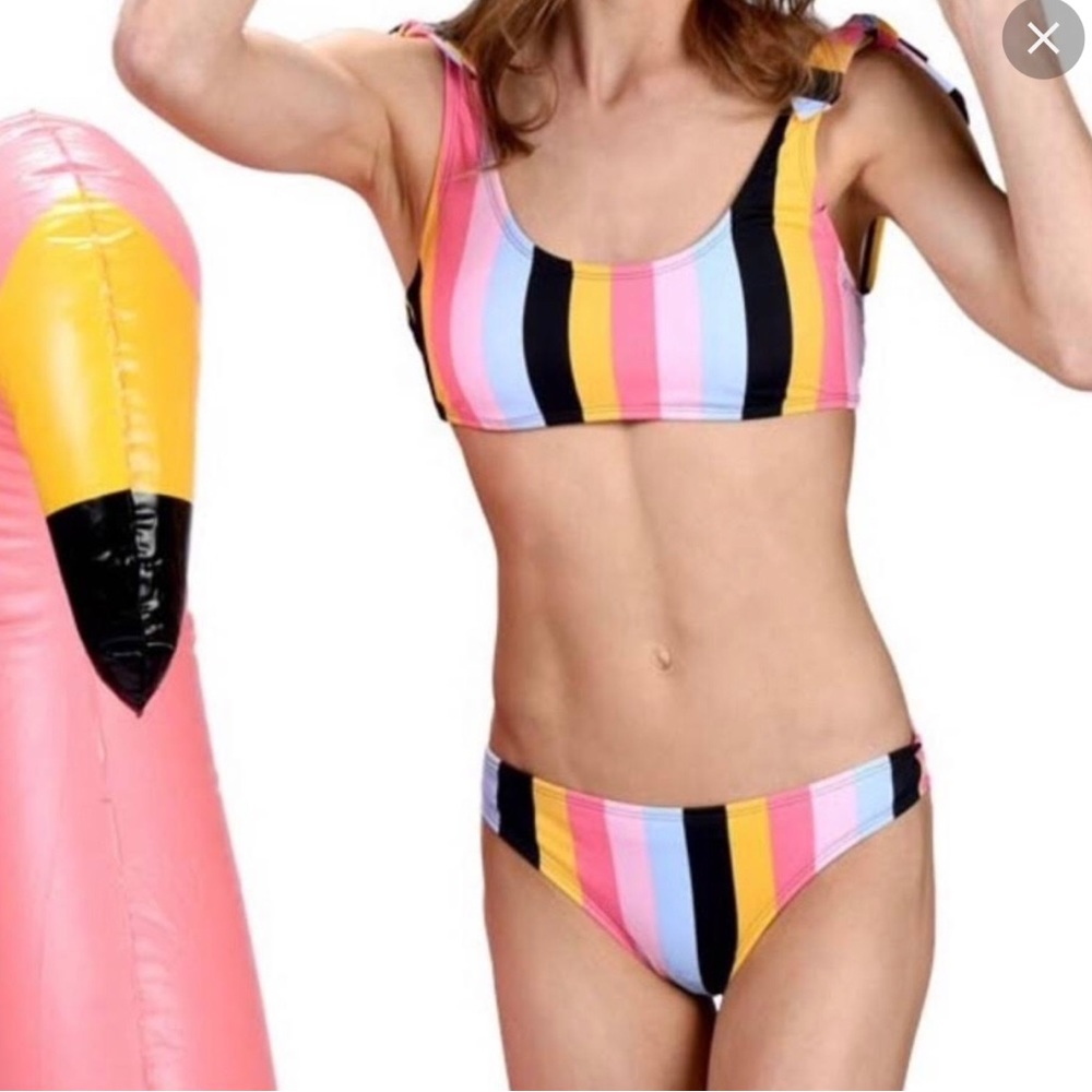 Gianni Bini Retro Striped Bikini Set